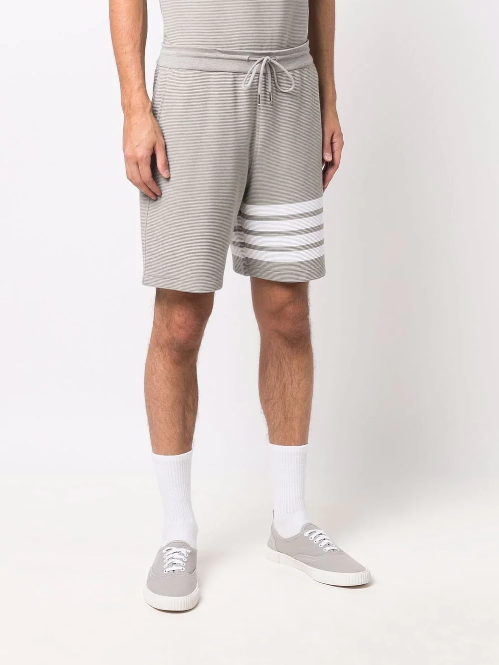 Thom Browne Sweat Shorts With 4Bar In Cotton Light Grey 3