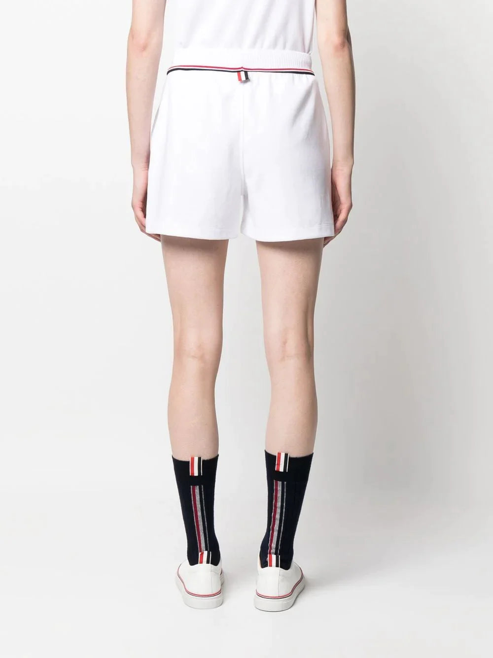 Thom Browne Sweat Shorts With Rwb Stripe Trim White 4