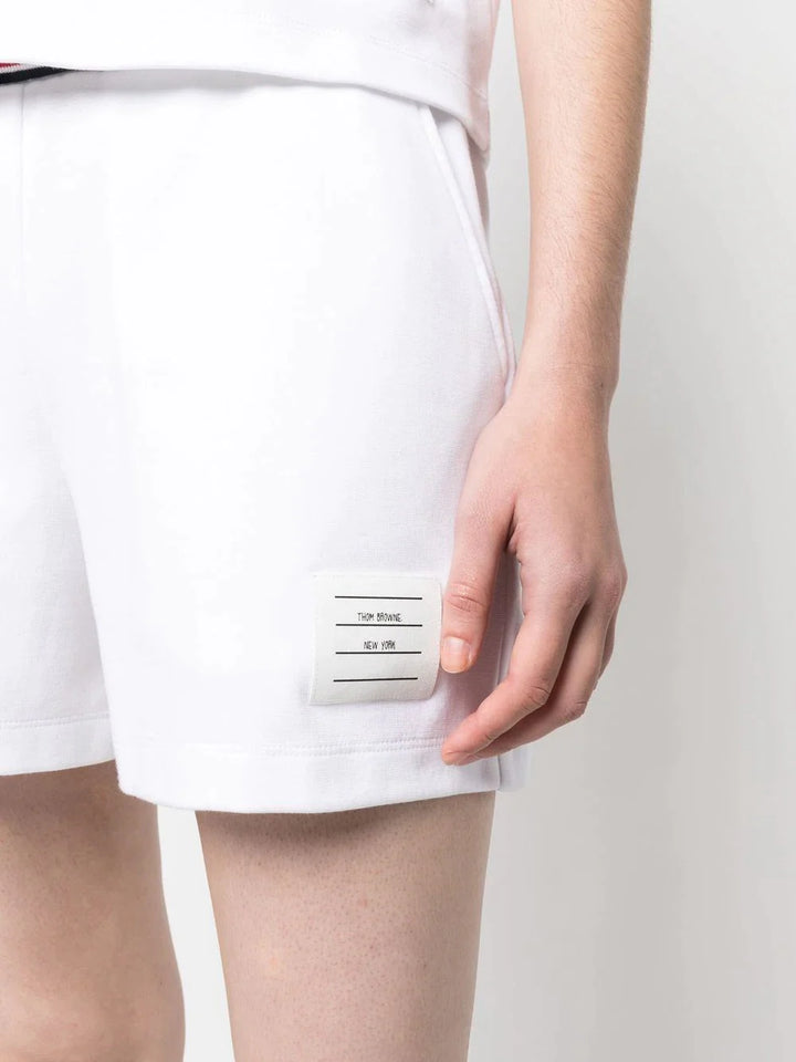 Thom Browne Sweat Shorts With Rwb Stripe Trim White 5