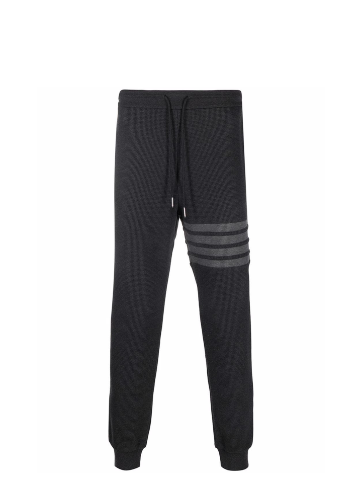 Thom Browne Sweatpants In Waffle With 4 Bar Charcoal 1