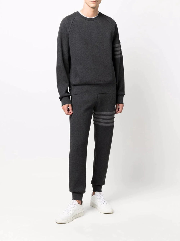 Thom Browne Sweatpants In Waffle With 4 Bar Charcoal 2