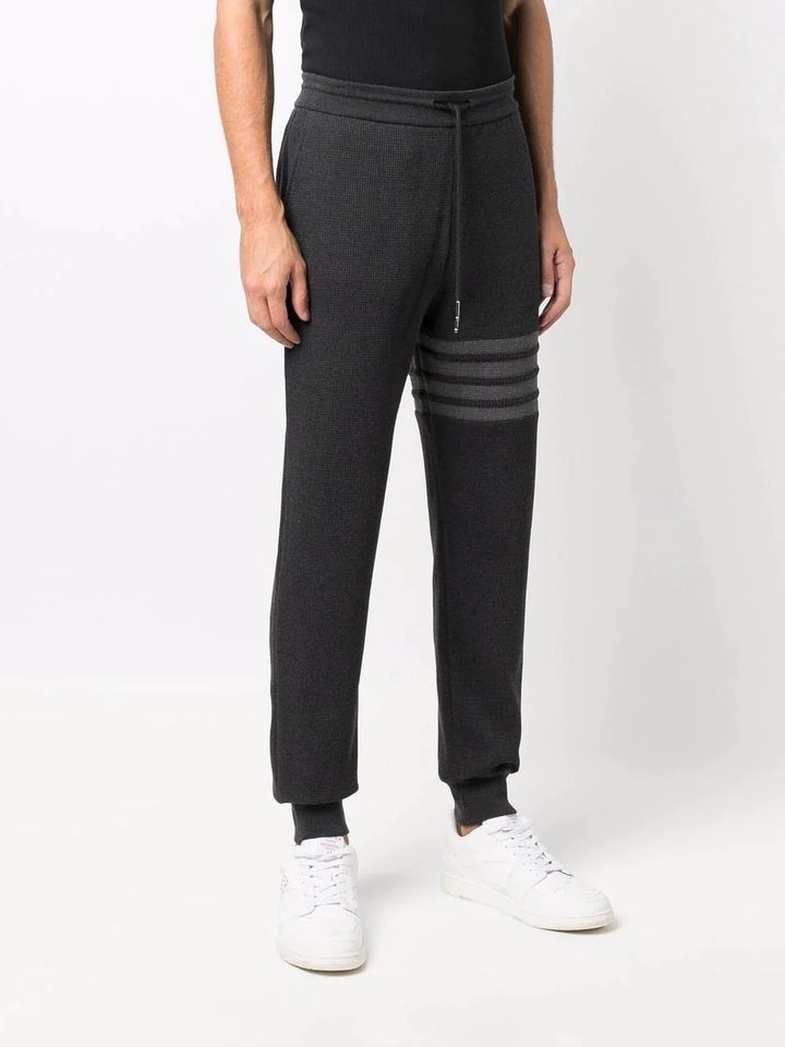 Thom Browne Sweatpants In Waffle With 4 Bar Charcoal 3