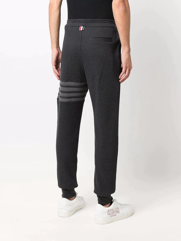 Thom Browne Sweatpants In Waffle With 4 Bar Charcoal 4