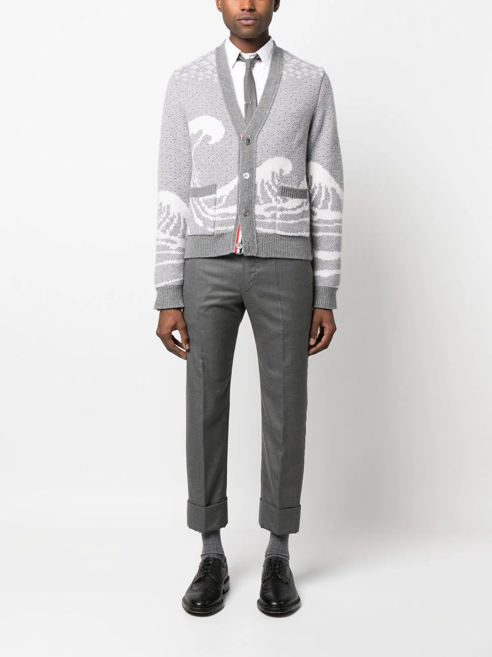 Thom-Browne-Wave-Fair-Isle-Jacquard-V-Neck-Cardigan-Light-Grey-2