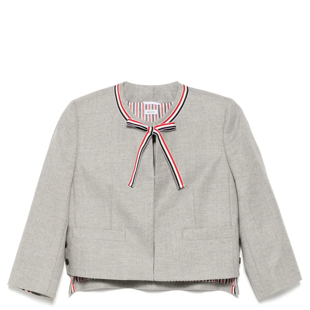 Wool Flannel Bow Cardigan Jacket