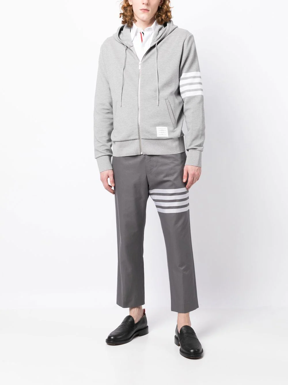 Thom-Browne-Zip-Hoodie-With-4Bar-In-Cotton-Light-Grey-2