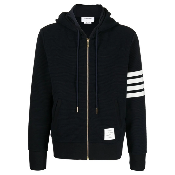 Zip Hoodie With 4Bar In Cotton Men