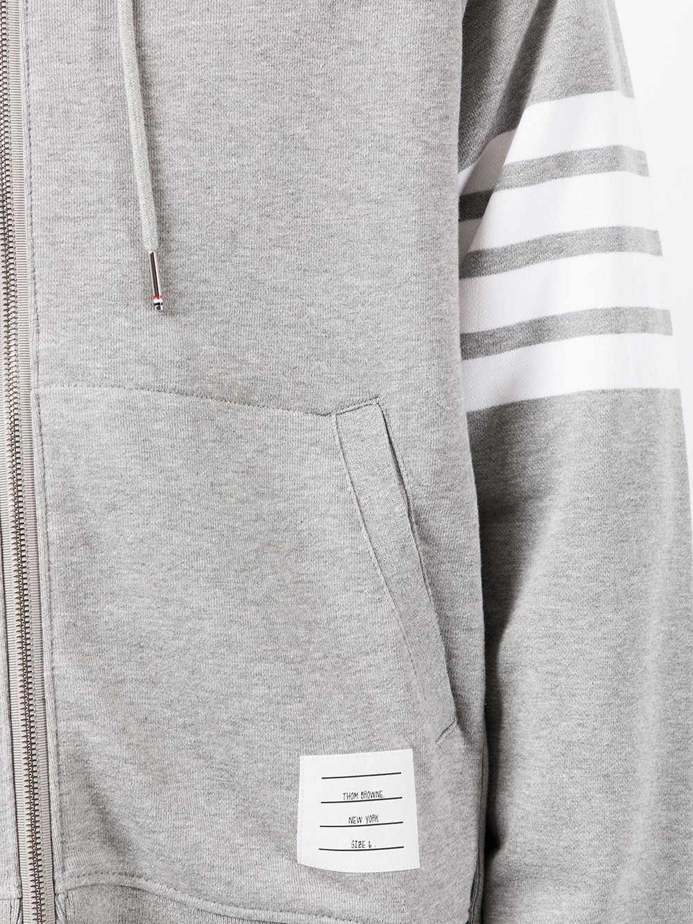 Thom-Browne-Zip-Hoodie-With-4Bar-In-Loopback-Light-Grey-5