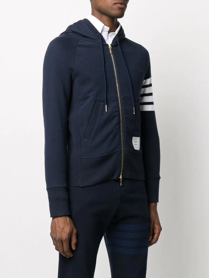 Thom-Browne-Zip-Hoodie-With-4Bar-In-Loopback-Navy-3