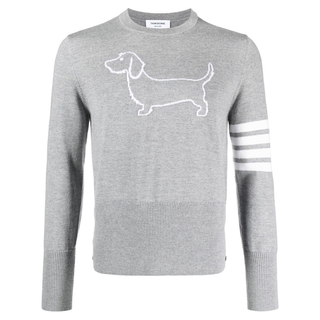 Fine Merino Hector 4-Bar Crew Neck Pullover