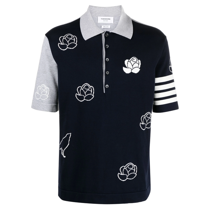 Funmix Cotton 4-Bar Rose And Raven Polo