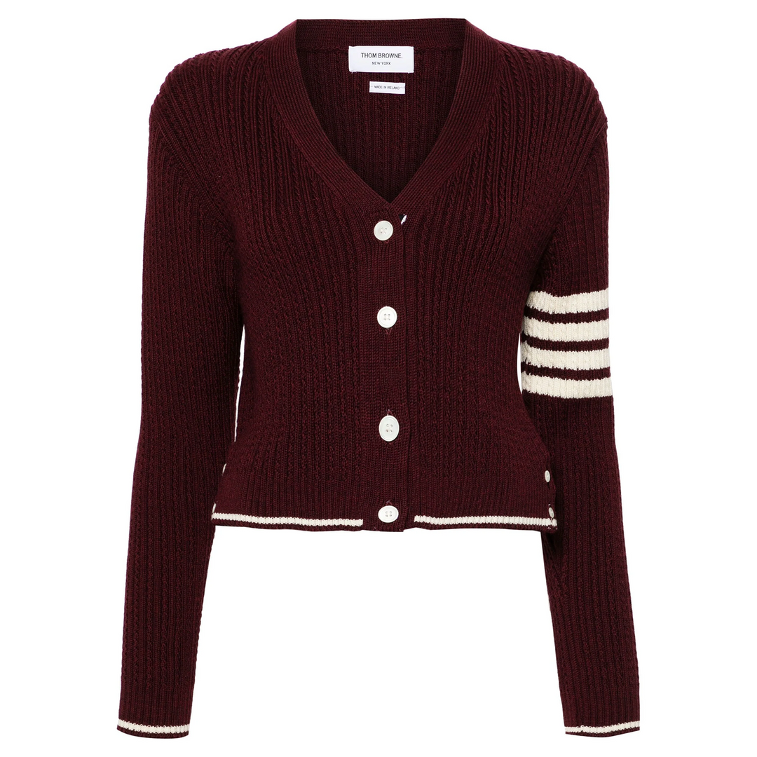 Merino Wool 4-Bar Cropped Cardigan Women