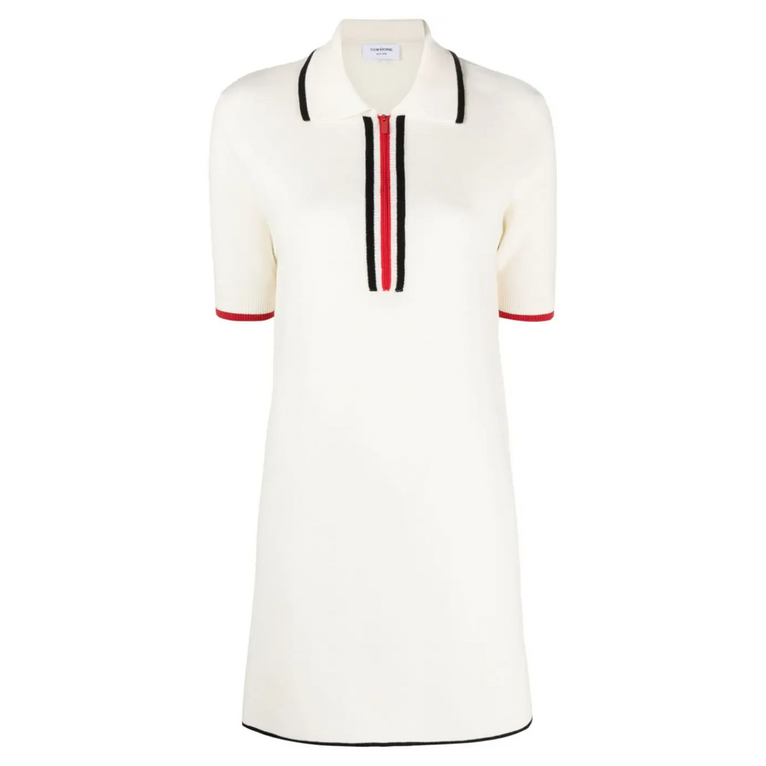 Merino Wool Milano Stitch Zip Up Polo Dress