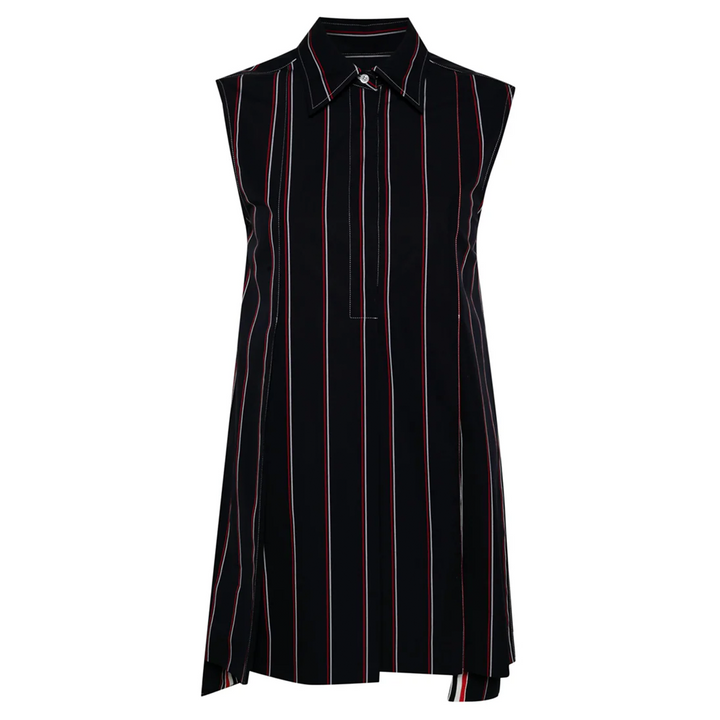 Mini Wide Pleat Sleeveless Shirt Dress