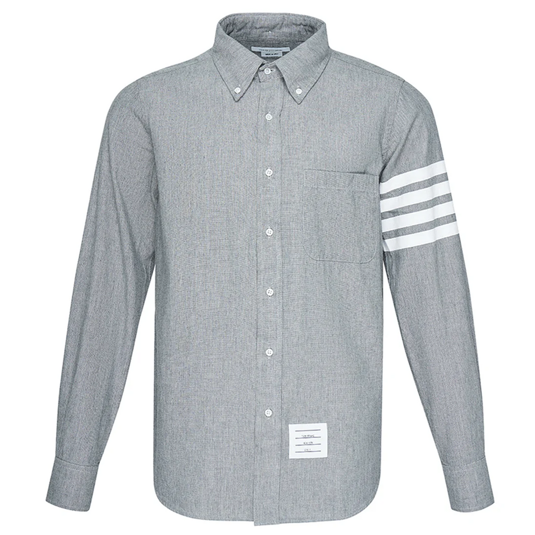 Straight Fit Button Down Long Shirt Men