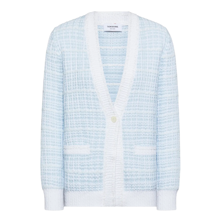 All Over Tuck Stitch Tweed Cardigan