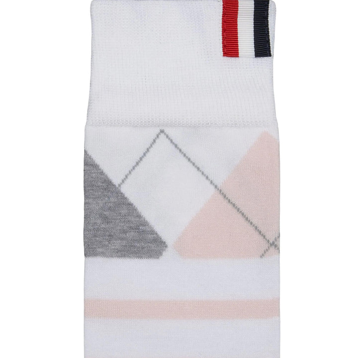 Club21 - Thom Browne - Argyle 4-Bar Mid Calf Socks Women - SOCKS - White