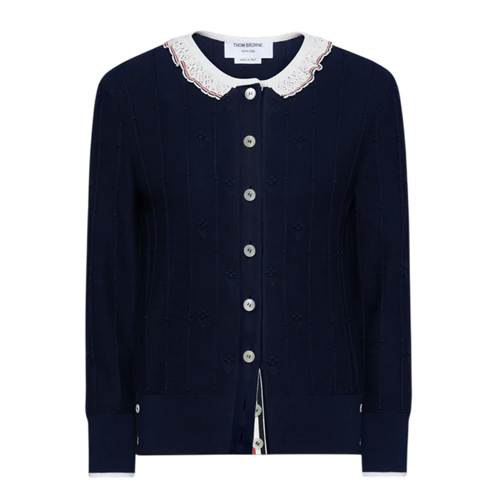 Bobble Stitch Lace Trim Cardigan