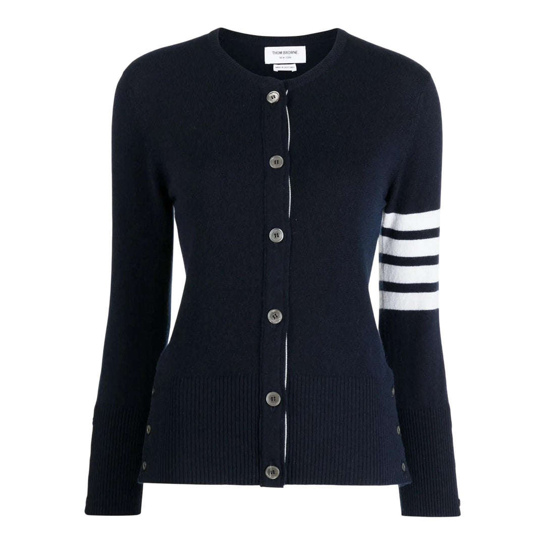 Classic Cashmere 4-Bar Crew Neck Cardigan Women –