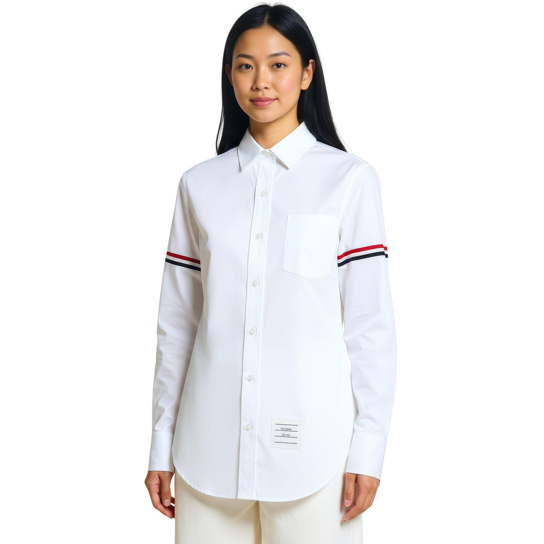 Club21 - Thom Browne - Classic Round Collar Shirt Women - BLOUSES - White