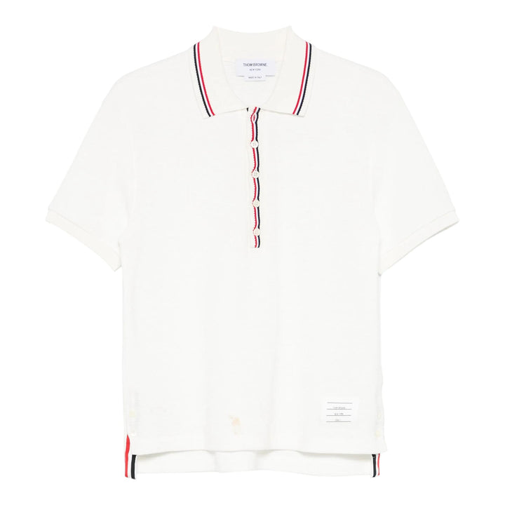 Club21 - Thom Browne - Cotton Waffle Rib Cuff Polo Men - POLOS - Off-White