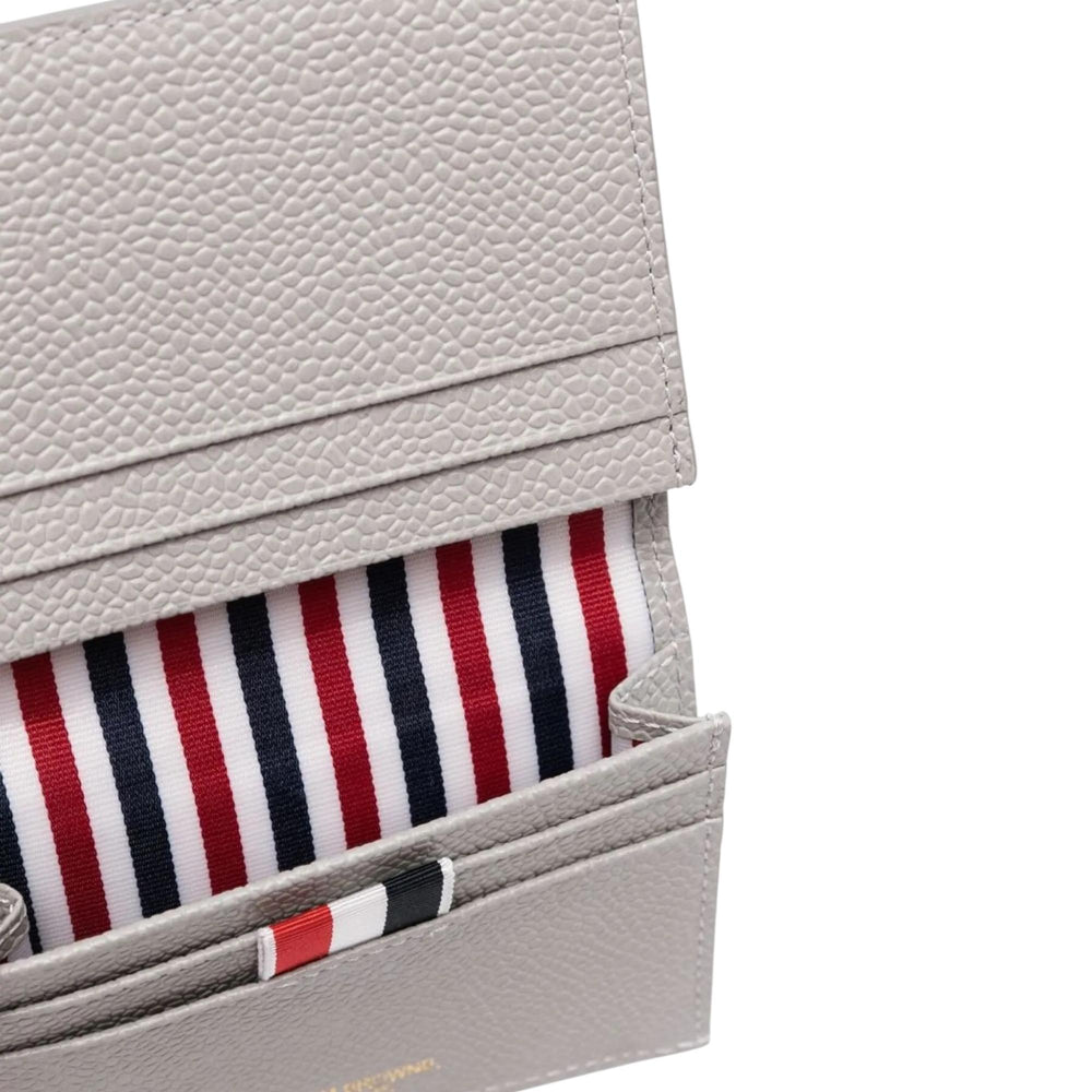 Club21 - Thom Browne - Double Card Holder In Pebble Grain Men - CARD CASES - Dark Grey