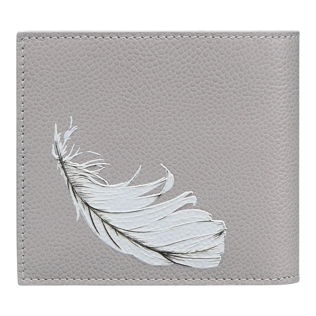 Club21 - Thom Browne - Feather Print Pebble Grain Bilfold Men - WALLETS - Light Grey