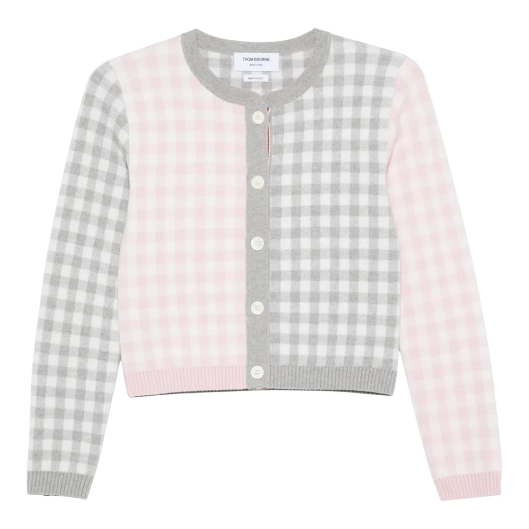 Club21 - Thom Browne - Fun Mix Gingham Check Birds Eye Cardigan - CARDIGANS - Multi