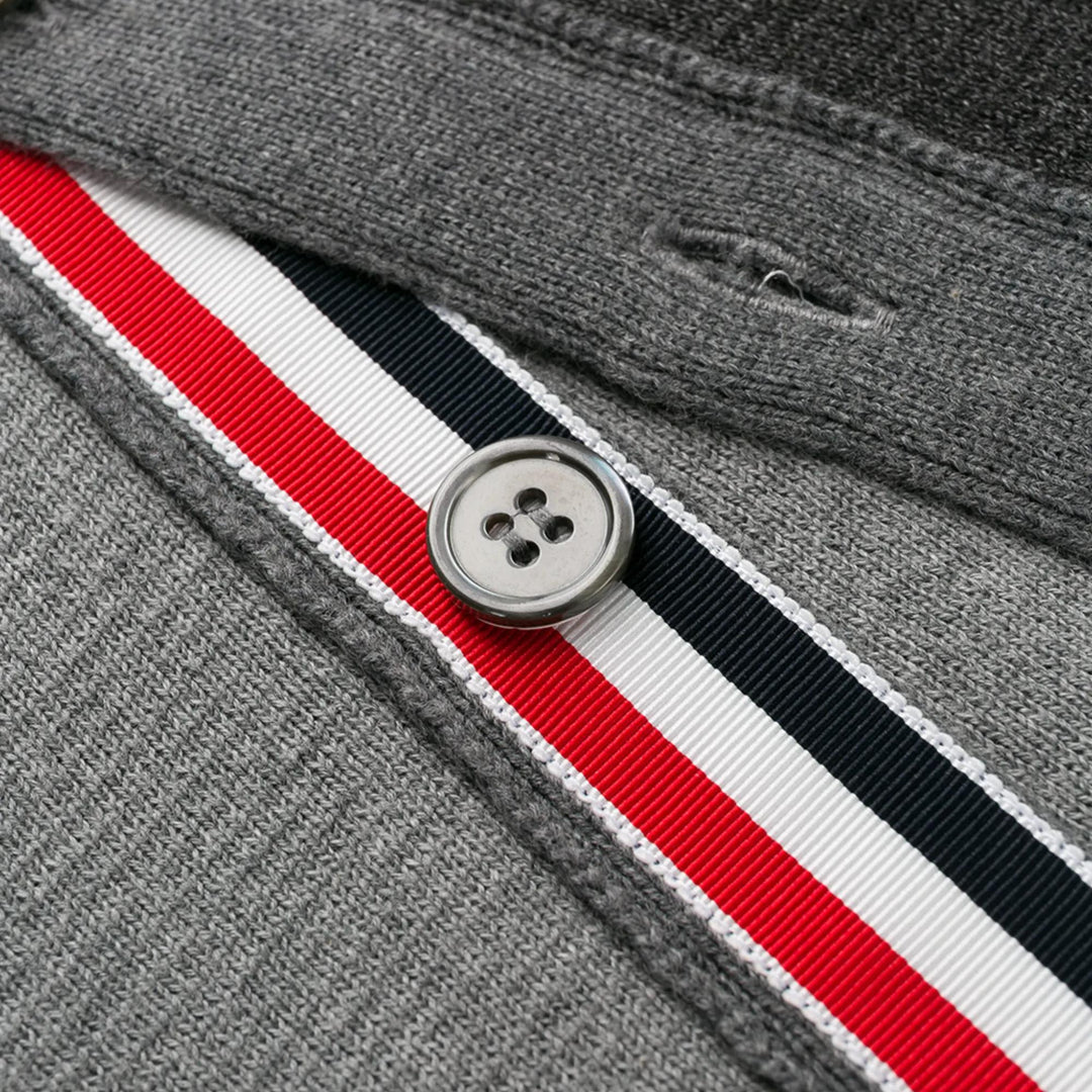 Club21 - Thom Browne - Funmix Cotton Crepe Milano Stitch 4-Bar Cardigan Men - CARDIGANS - Grey