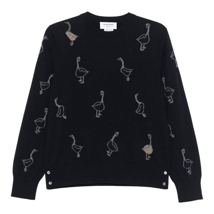Club21 - Thom Browne - Geese Intarsia Merino Wool Relaxed Fit Pullover Men - SWEATERS - Navy