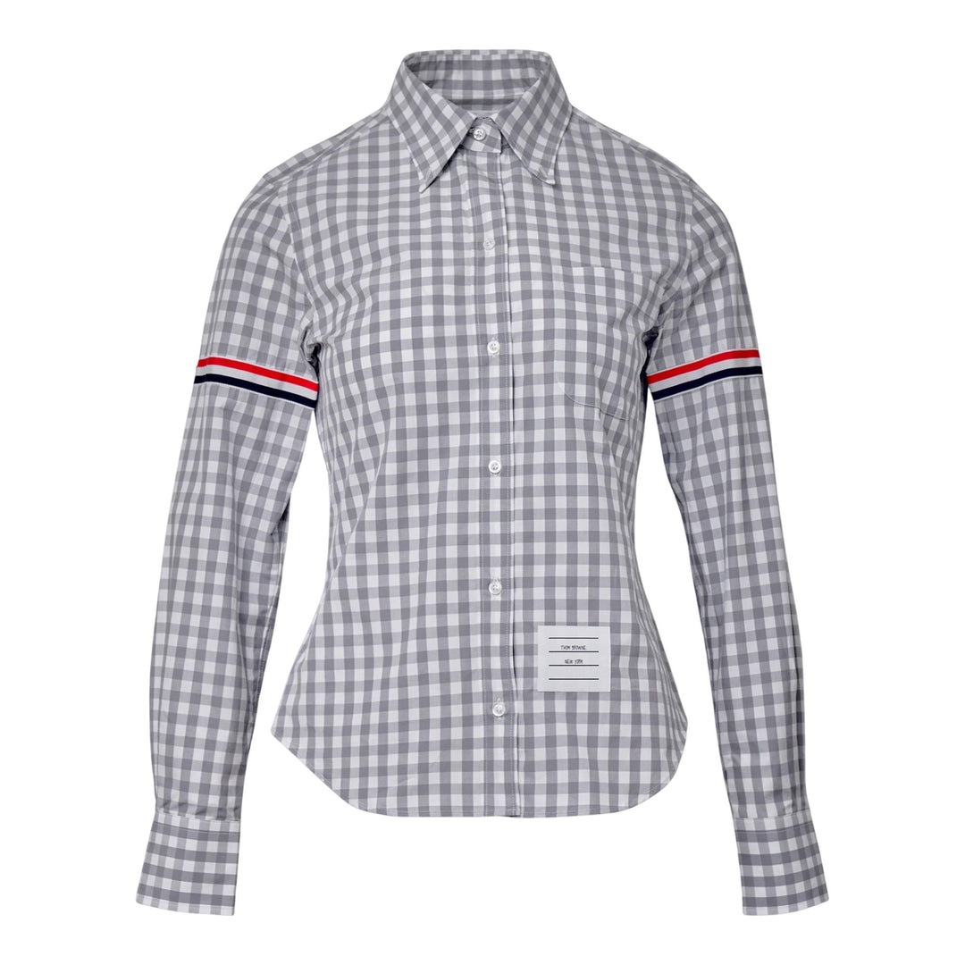 Club21 - Thom Browne - Gingham Check Poplin Armband Shirt Women - BLOUSES - Grey