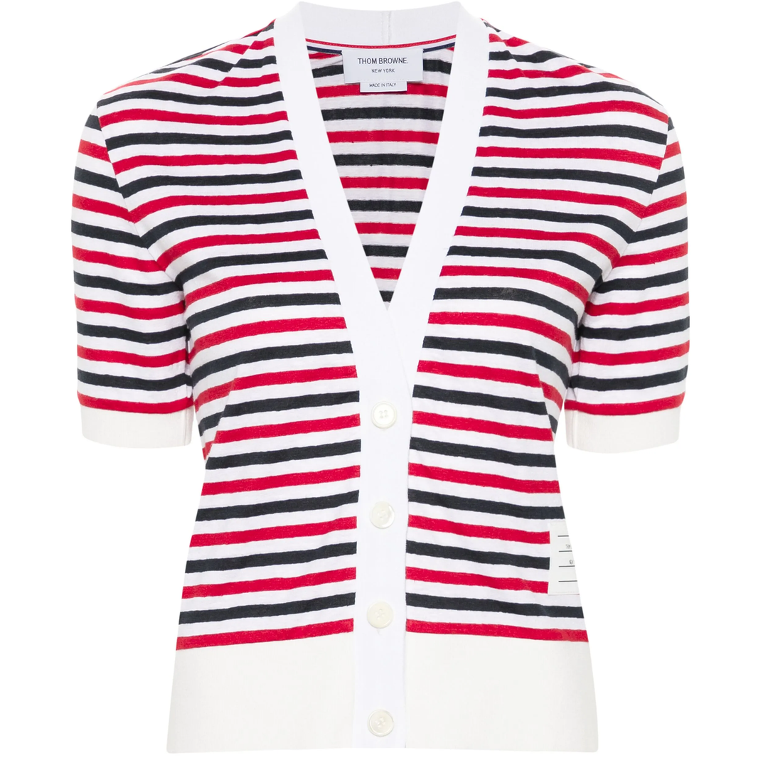 Thom_Browne_Linen_Jersey_V_Neck_Cardigan_White
