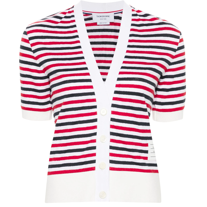 Thom_Browne_Linen_Jersey_V_Neck_Cardigan_White