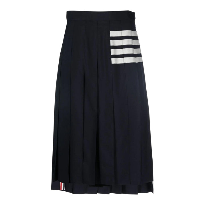 Club21 - Thom Browne - Navy Wool Plain Weave Pleated 4-Bar Skirt Women - SKIRTS - Navy