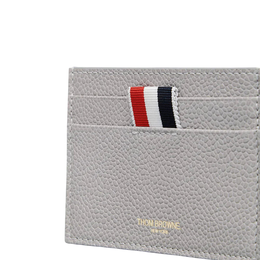 Club21 - Thom Browne - Pebble Grain 4-Bar Single Card Holder Men - CARD CASES - Light Grey