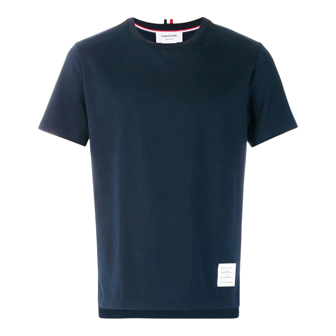 Club21 - Thom Browne - Relaxed Fit Short Sleeve Tee With Side Slit Men - TEES - Navy