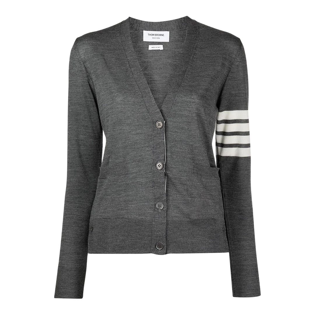 Club21 - Thom Browne - Relaxed Fit V Neck Cardigan Women - CARDIGANS - Grey