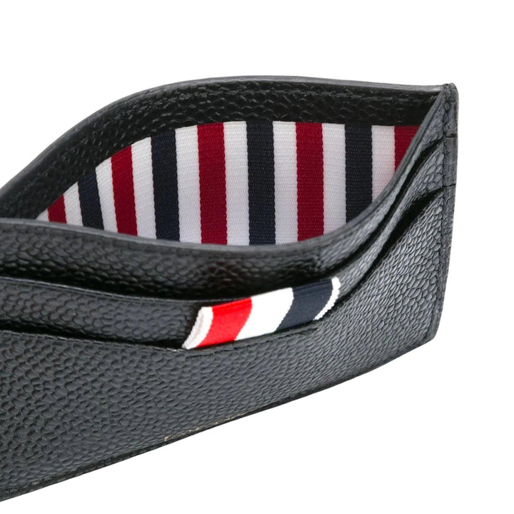 Thom Browne Single Card Holder In Pebble Grain Black 3