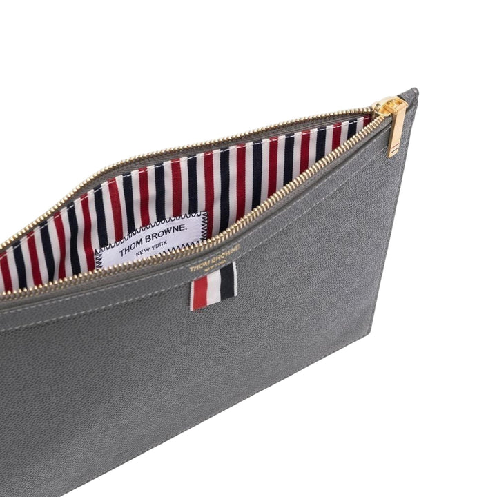 Club21 - Thom Browne - Small Document Holder In Pebble Men - POUCHES - Dark Grey