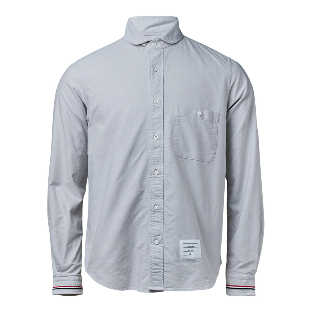 Club21 - Thom Browne - Straight Fit Shawl Collar Long Sleeve Shirt Men - SHIRTS - Grey