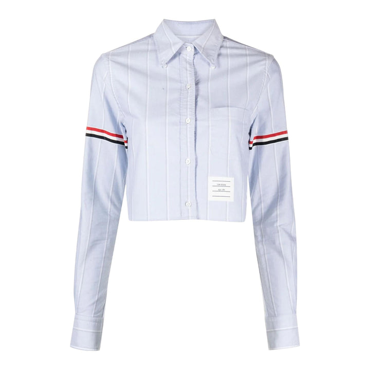 Club21 - Thom Browne - Stripe Oxford Armband Cropped Shirt Women - BLOUSES - Navy