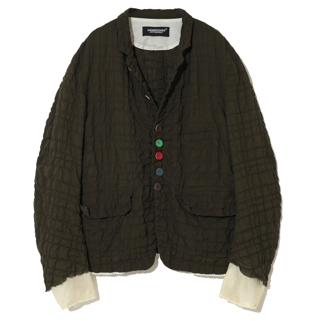 UNDERCOVER_Multicolour_Button_Crinkled_Jacket_Khaki