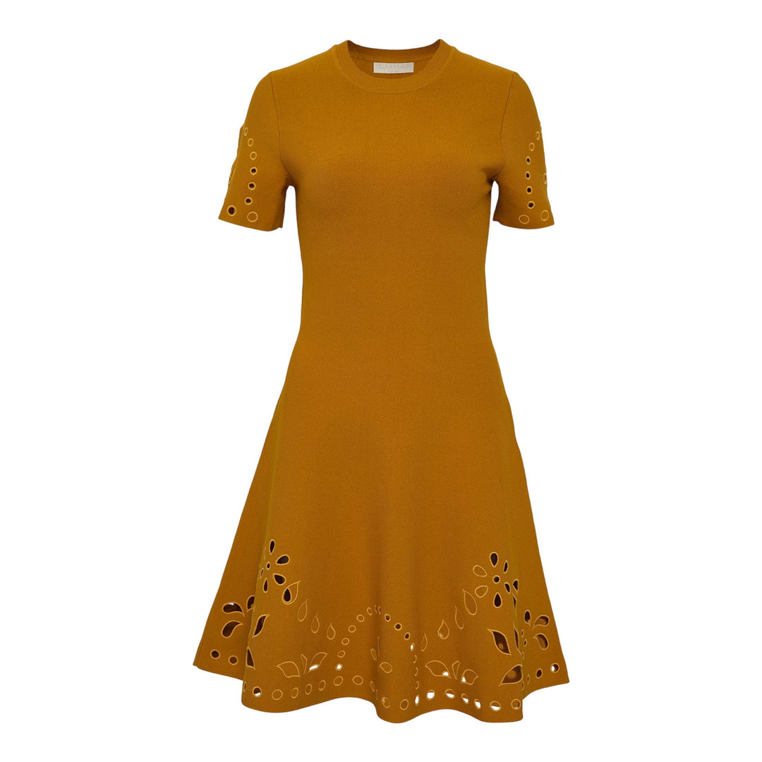 Club21 - Ulla Johnson - Fania Short Sleeve Knit Mini Dress - WOVEN DRESSES - Yellow