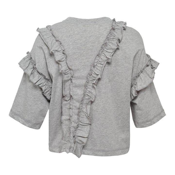 Club21 - Ulla Johnson - Sydney Short Sleeve Ruffle Tee - TEES - Grey