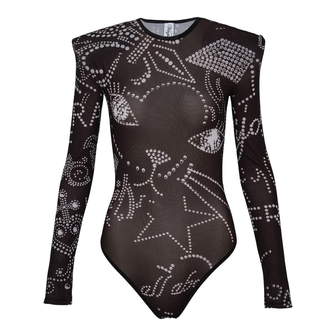 Club21 - VAQUERA - Women Printed Shoulder Pad Top - WOVEN TOPS - Black