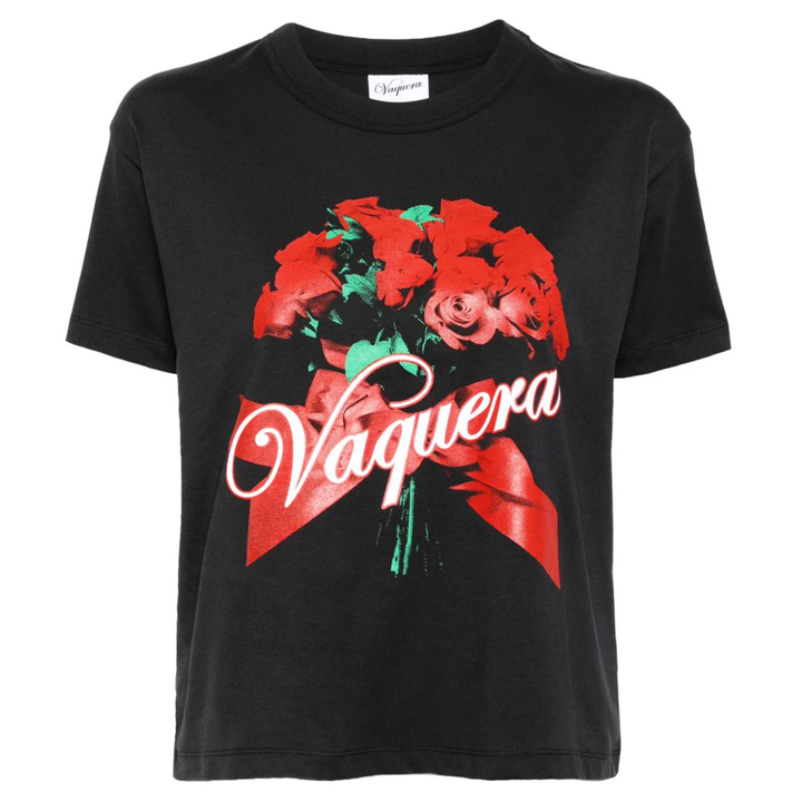 VAQUERA_Women_Rose_Bouquet_T-Shirt_Woven_Black