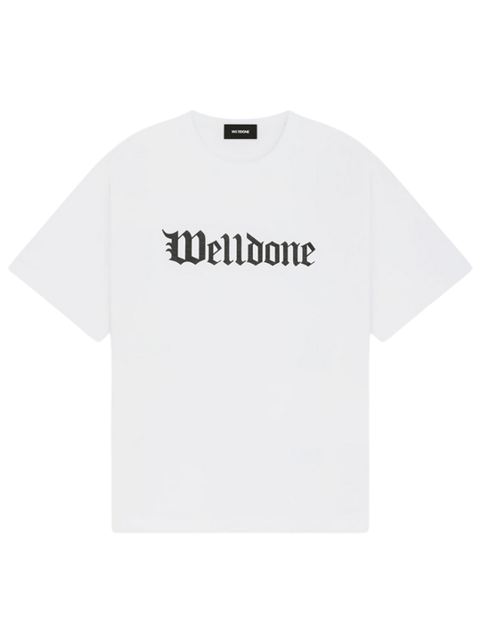 White Gothic Logo Print T-Shirt