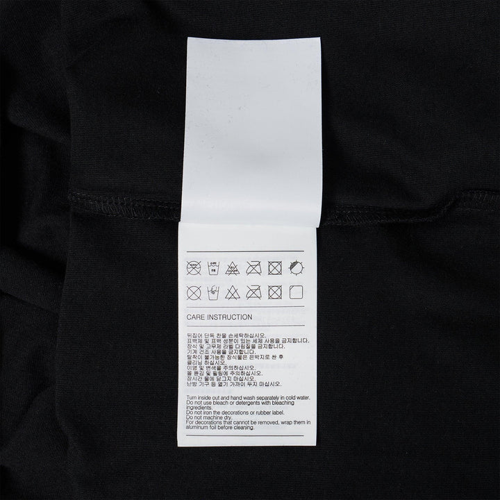 Club21 - We11done - Black Rhinestone Basic Logo Tee - TEES - Black