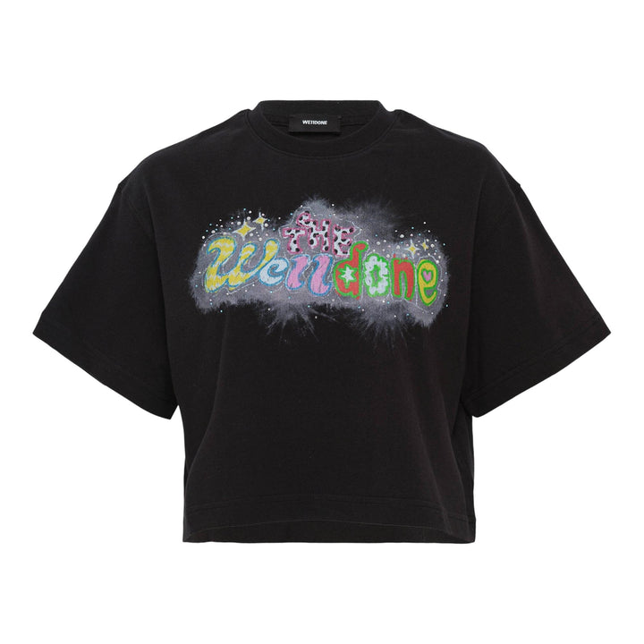Club21 - We11done - Black Womens Crayon Logo T-Shirt - TEES - Black