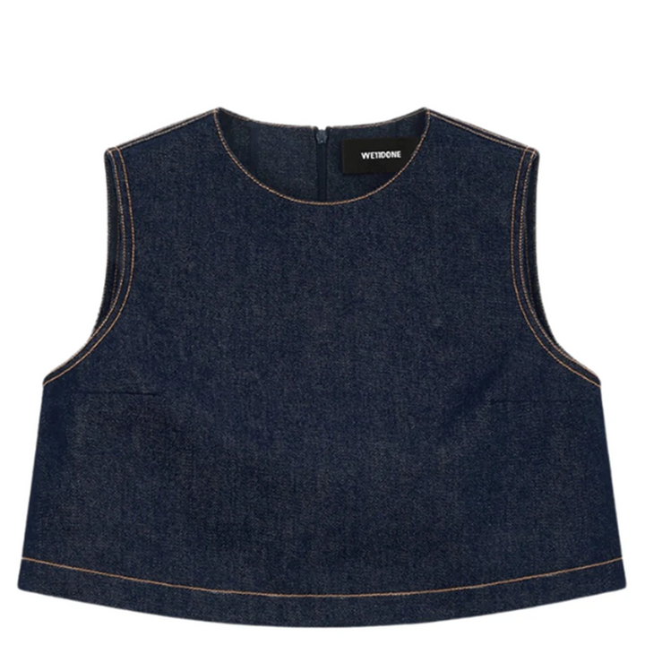 Navy Womens Denim Sleeveless Top